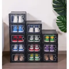 GENERICO - Set x 10 Casilleros Organizadores De Zapatillas Altas y Botines - Marco Negro