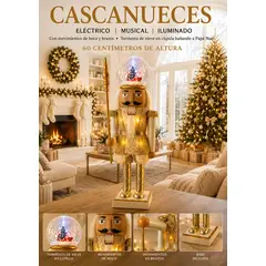 GENERICO - CASCANUECES MUSICAL ELECTRICO LUZ MOVIMIENTO BOCA BRAZOS CUPULA NIEVE BAÑANDO PAPA NOEL PREMIUM 60CM