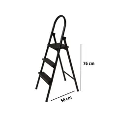ATAHUALPA - Escalera Metálica de 3 pasos Negro