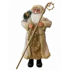 GENERICO - Papa Noel Dorado Con Baston 65 cm x 25 cm