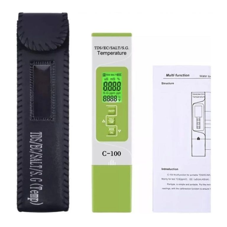 Medidor de Salinidad Salinometro 5 en 1 Sal Ec tds S.g y Temp
