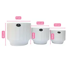 GENERICO - Juego de Macetas de Cerámica Blanca en 3 Medidas