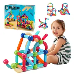 GENERICO - Juego de Construccion Bloques Magneticos Sticks 64 piezas