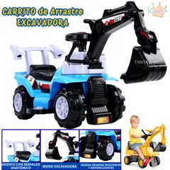 KINGDOM - Carrito de Arrastre Excavadora para niños AZUL