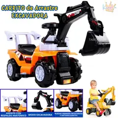 KINGDOM - Carrito de Arrastre Excavadora para niños Anaranjado
