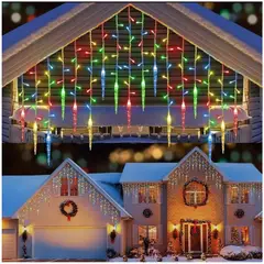 ARTEZA - Cortina de Luces Navideñas Carámbano 5M Multicolor con Música – 200 LED, 8 Modos, IP65