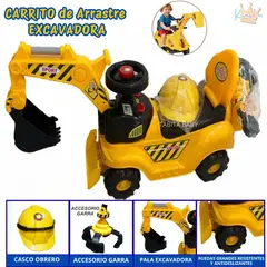 KINGDOM - Carrito para niños Excavadora con Casco Amarillo