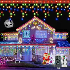 GENERICO - Luces Tipo Cortina 20m Multicolor 640 LED Cascada Lluvia para Exterior IP65 con Temporizador