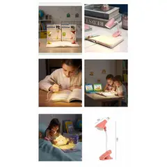 JUST HOME COLLECTION - LUZ DE LECTURA LED PACK X2 LUZ CÁLIDA CLIP DISEÑO INFANTIL DEER HOME COLLECTION ROSA + 3 PILAS EXTRA