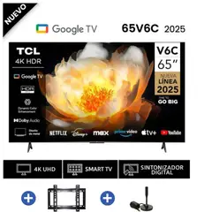 TCL - Televisor LED 65 UHD 4K Smart TV 65V6C + Antena Digital + RackFijo