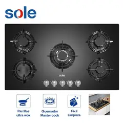 SOLE - Cocina Empotrable a Gas de 5 Hornillas SOLCO033 - Negro
