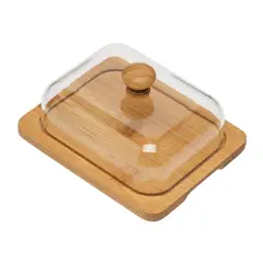 GENERICO - Mantequillera de Acrílico con Base de Bambú