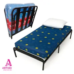 GENERICO - Cama Plegable Reforzada Nacional 1.5 plaza con Colchón de espuma de 4" + almohada