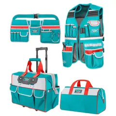 TOTAL TOOLS - PortaHerramientas Chaleco + Maletin + Bolso + Cinturón Total