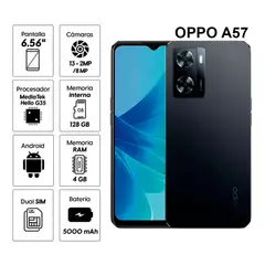 OPPO - Celular Oppo A57 128GB, 4GB RAM, cámara principal 13 + 2MP, frontal 8MP, Negro