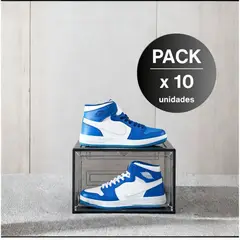 GENERICO - Pack x 10 Cajas Organizador De Zapatillas Grandes Con Tapa Magnética - Negro Ahumado