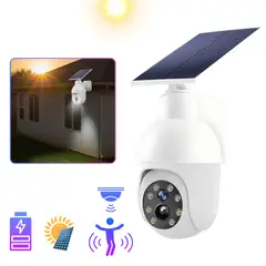 SEISA - Lampara Farola Foco Luz LED con Panel Solar para Exterior Recargable Simulador de Cámara