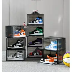 GENERICO - Set x 10 Organizadores Con Tapa Magnética De Zapatillas Jordan y Botines - Negro