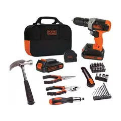 Black+Decker - KIT TALADRO ATORNILLADOR 20V + 54 PIEZAS
