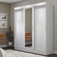 PAZART MUEBLES - ROPERO 3 PUERTAS CORREDIZAS 2 CAJONES SANTORINI BLANCO