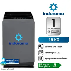 INDURAMA - Lavadora Automática 18 Kg LRI-18DGR Color Gris Oscuro
