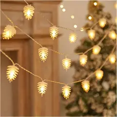 ARTEZA - Luces Navideñas LED 9M 80 Conos de Pino Ámbar con 8 Modos para Árbol, Ventanas y Balcones Musical