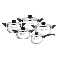 FACUSA - Juego de Ollas de Acero Inoxidable Tapa de Acero Valencia 10 piezas