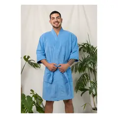 SOÑALIERE - Salida de Baño Hombre Microfibra - Celeste M