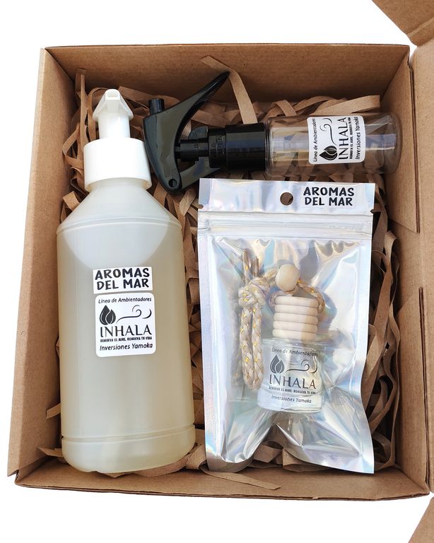 PACK PREMIUM AMBIENTADOR + RECARGA PARA AUTO AROMAS DEL MAR INHALA