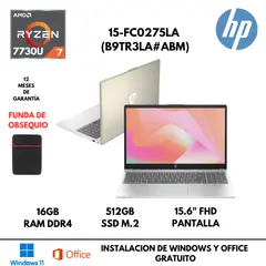 HP - LAPTOP HP 15-FC0275LA AMD RYZEN 7 7730U 16GB RAM 512GB SSD 15.6" FHD FREEDOS