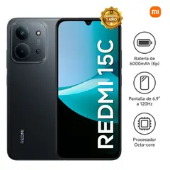 XIAOMI - REDMI 15C DE 16GB (8GB +8GB EXT)+ 256GB/ BLACK/ 50MP/ 6.9" 120hz/ Bat 6000 mAh Fast Charg 33W