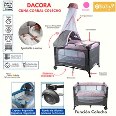 EBABY - Cuna Colecho Corral y Mecedora Dacora Rosado
