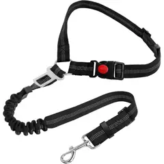 IMPORTADO MC - Correa para Perros de Seguridad en Coche Ajustable Multifuncional 3 en 1 Color Negro