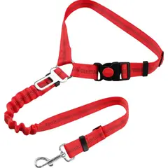 IMPORTADO MC - Correa para Perros de Seguridad en Coche Ajustable Multifuncional 3 en 1 Color Rojo