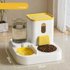 GENERICO - DISPENSADOR DE AGUA Y COMIDA 2 EN 1 RECT- Amarillo