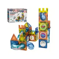 GENERICO - Juego Didáctico Bloques Magnéticos 3D de Construcción – Set de 71 Piezas