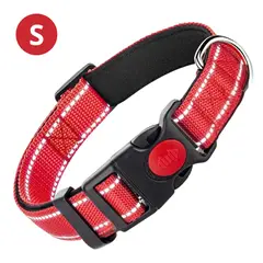 IMPORTADO MC - Collar Reflectivo para Perro ajustable de Nylon Acolchado Talla Small Color Rojo