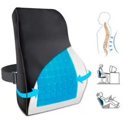 PERUMASSAGE - Cojin Respaldar Lumbar Viscoelástico con Gel y Funda