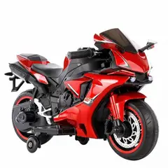 OEM - Moto Eléctrica Infantil Estilo Yamaha R1 Rojo con Luces LED Faro,USB, Batería de 12V y Motor de 550