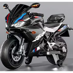 OEM - Moto Eléctrica Infantil Montable Estilo BMW S1000RR Negro con Luces LED,USB, Batería12V y Motor 550