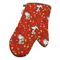 SNOOPY - Pack de Cocina Snoopy con Guante y Toma Olla para Adulto Rojo + Niño