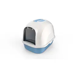 PET MOOD - Arenero Cerrado Mediano Pet Mood Con Puerta + Pala Color Azul