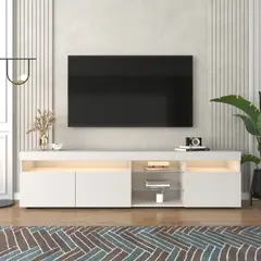 TU MESITA - Mesa de TV Rey High Gloss con Paneles Color Blanco