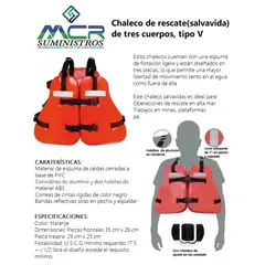GENERICO - CHALECO SALVAVIDAS DE 3 CUERPOS DE USO PARA PLATAFORMAS PETROLERAS, MUELLES Y EMBARCACIONES