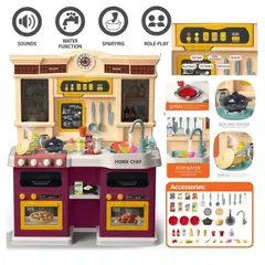 GENERICO - COCINA DE JUGUETE DE 85 PIEZAS CON LUCES SONIDO Y GRIFO