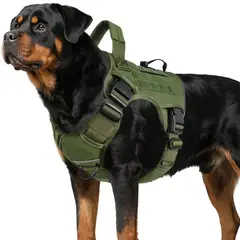 IMPORTADO MC - Arnés Táctico para Perros Talla Extra Large Antititrones Reflectante con Asa K9 Color Verde Militar
