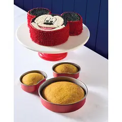 FARBERWARE - Molde para hornear carita de Mickey acero con antiadherente rojo