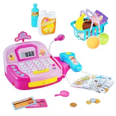 GENERICO - Caja Registradora de Juguete con Accesorios Luces y Sonido Rosa