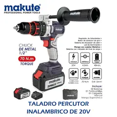 MAKUTE - TALADRO PERCUTOR INALAMBRICO DE 20V – 4.0 AH – MAKUTE