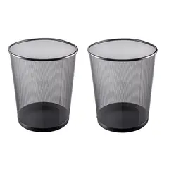 GENERICO - Kit x2 Tachos de Basura Pepeleras de metal negro - 30 x 35 cm